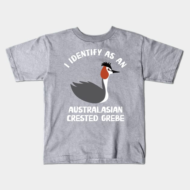 I Identify as an Australasian Crested Grebe Kids T-Shirt by Alissa Carin